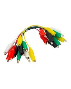 Crocodile Leads, Pack of 10 Aligator Clips with 100mm Leads