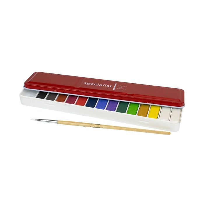 Specialist Crafts Watercolour Tablets Set of 14 (Includes Brush)