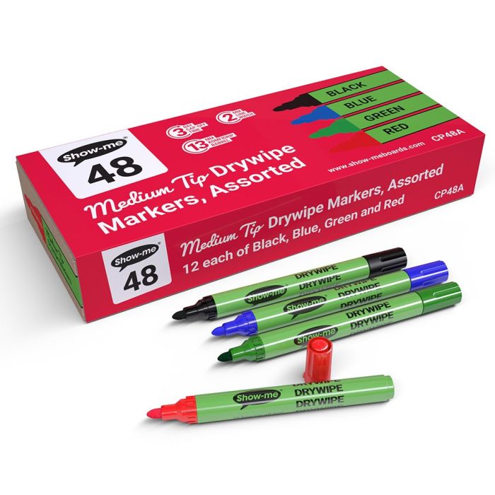 Show-me Drywipe Pens Medium Tip - Assorted Show-me Drywipe Pens Medium Tip - Assorted