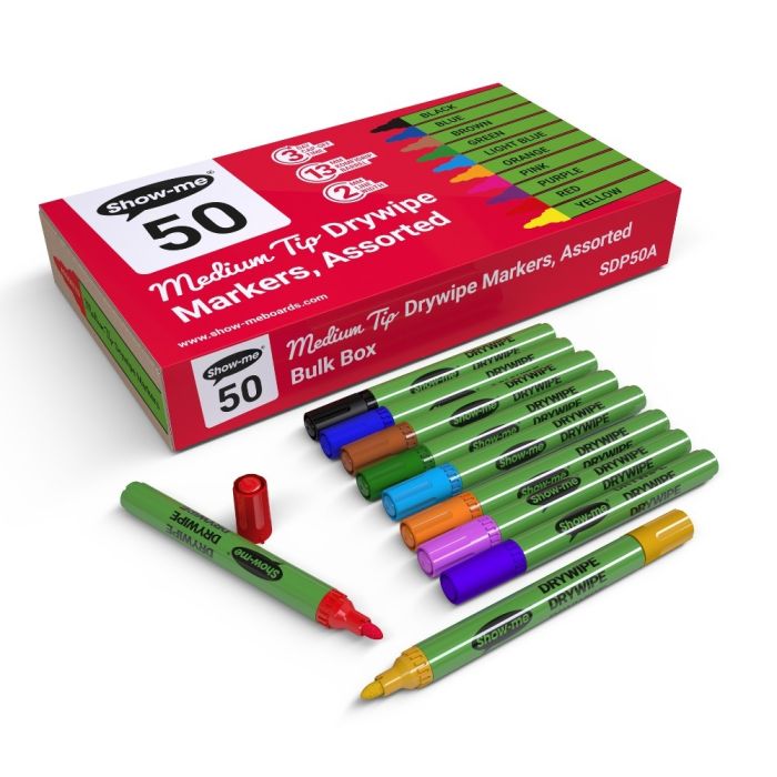 Show-Me Medium Tip Whiteboard Pens 10 Assorted Colours