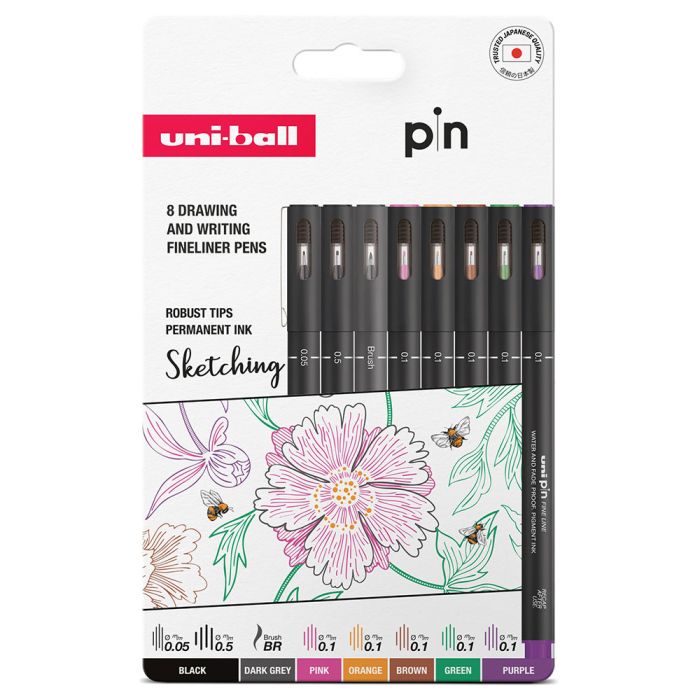 uni-ball PIN Coloured Sketching Assorted Pack of 8 uni-ball PIN Coloured Sketching Assorted Pack of 8