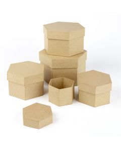 Large Hexagonal Boxes. Assorted. Pack of 5
