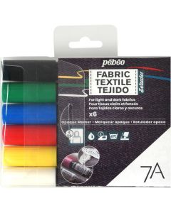Pebeo Setacolor 7A Opaque Fabric Pens. Pack of 6