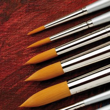 Student Short Silver Handled Synthetic Round Brushes