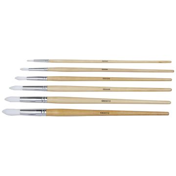 Student Round Synthetic Long Handled Brush Set of 6