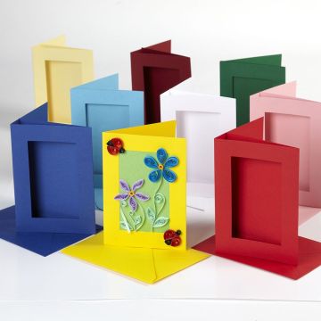 Rectangular Cut Greetings Cards Assortment. Pack of 45