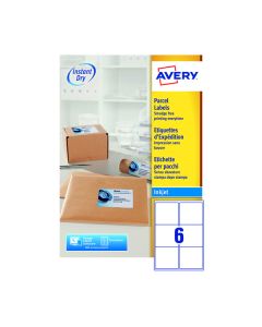 Avery Inkjet Labels - 6 Per Sheet J8166 - Pack of 100