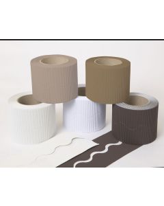 EduCraft Scalloped/Corrugated Paper Border Rolls Natural Pack 57mm x 15M