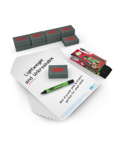 Show-Me Plain Drywipe Boards Pens & Erasers Set