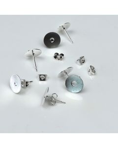 Earring Post with Pad Pack - Silver Plated
