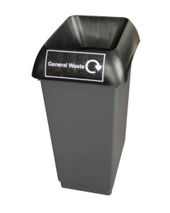 50L Recycling Bin With Black Lid With General Waste Logo - Pack of 2