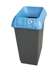 50L Recycling Bin With Blue Lid With Paper Logo - Pack of 2
