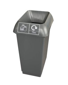 50L Recycling Bin With Grey Lid With Metal Tins Logo - Pack of 2