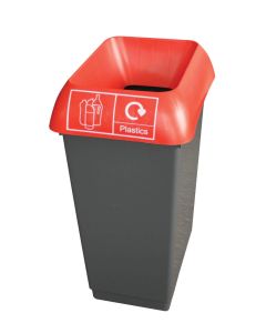 50L Recycling Bin With Red Lid With Plastics Logo - Pack of 2