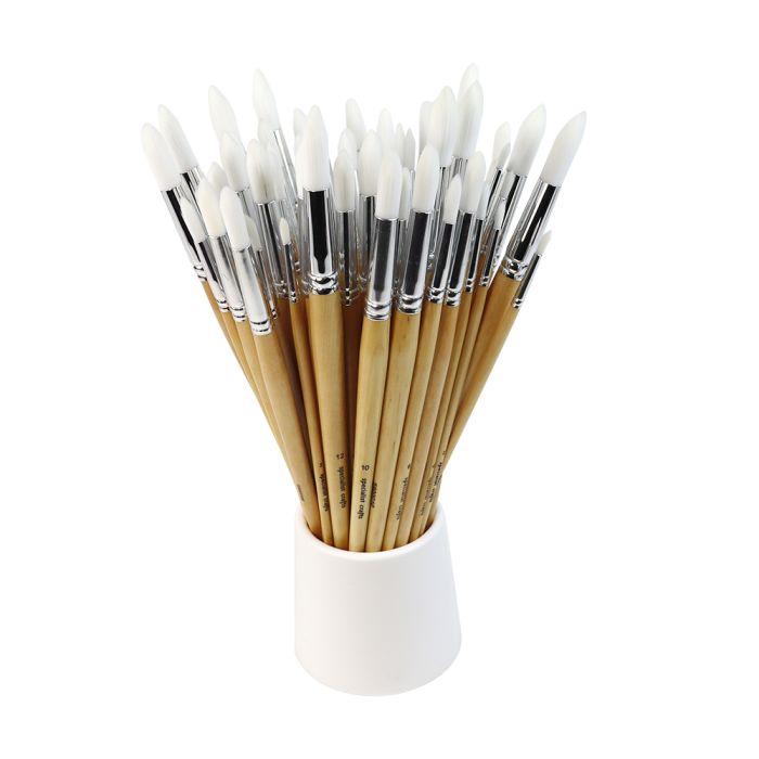 Student Long Handled Round Synthetic Brush Bulk Pack