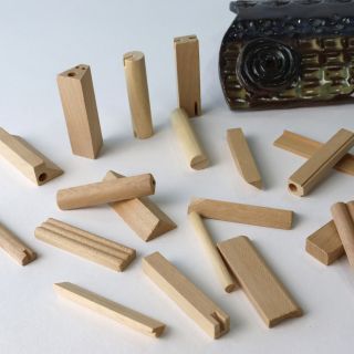 Wooden Impression Stamp Set. Set of 19