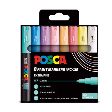 Uni Posca Marker PC-1M 8 Soft Colours
