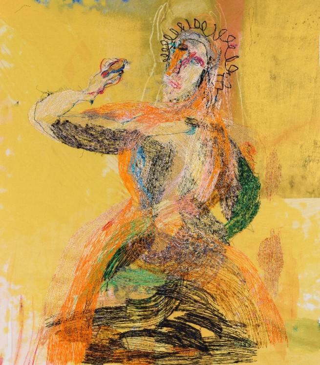 Danny Fox expressive painting Danny Fox figurative painting with simplified forms and loose expressive brushstrokes