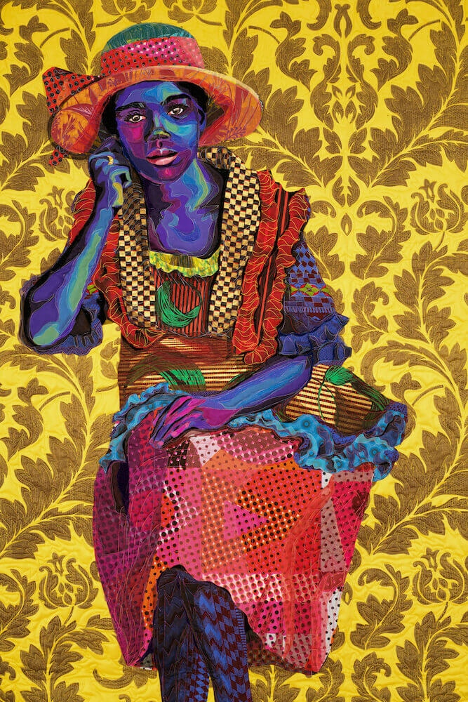 Expressive portrait by Amoako Boafo Expressive portrait by Amoako Boafo with textured areas of colour